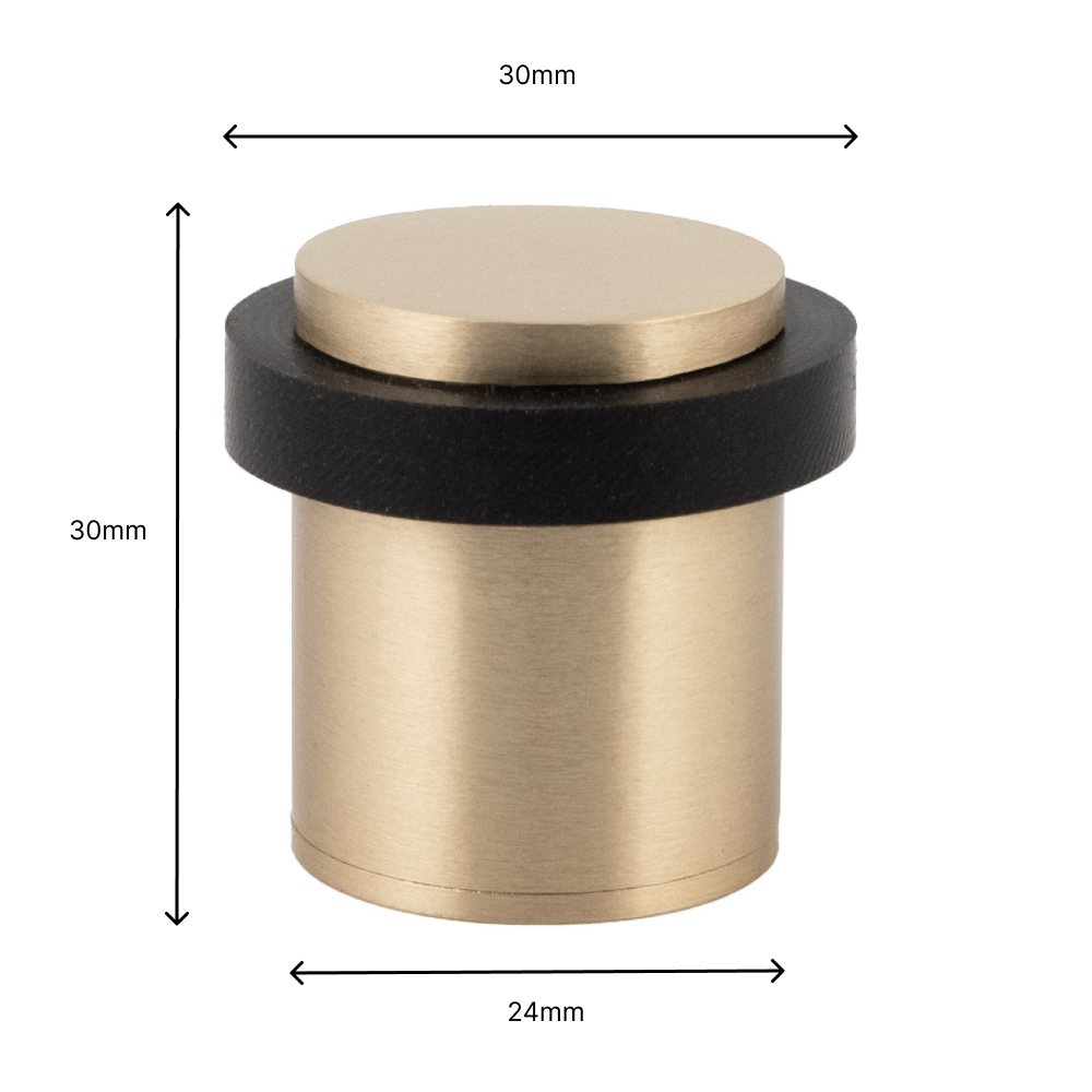 Pack de 2 butées de porte 24 x 30 mm pour sol, laiton avec caoutchouc de protection noir, installation avec vis, EVI Herrajes - 4