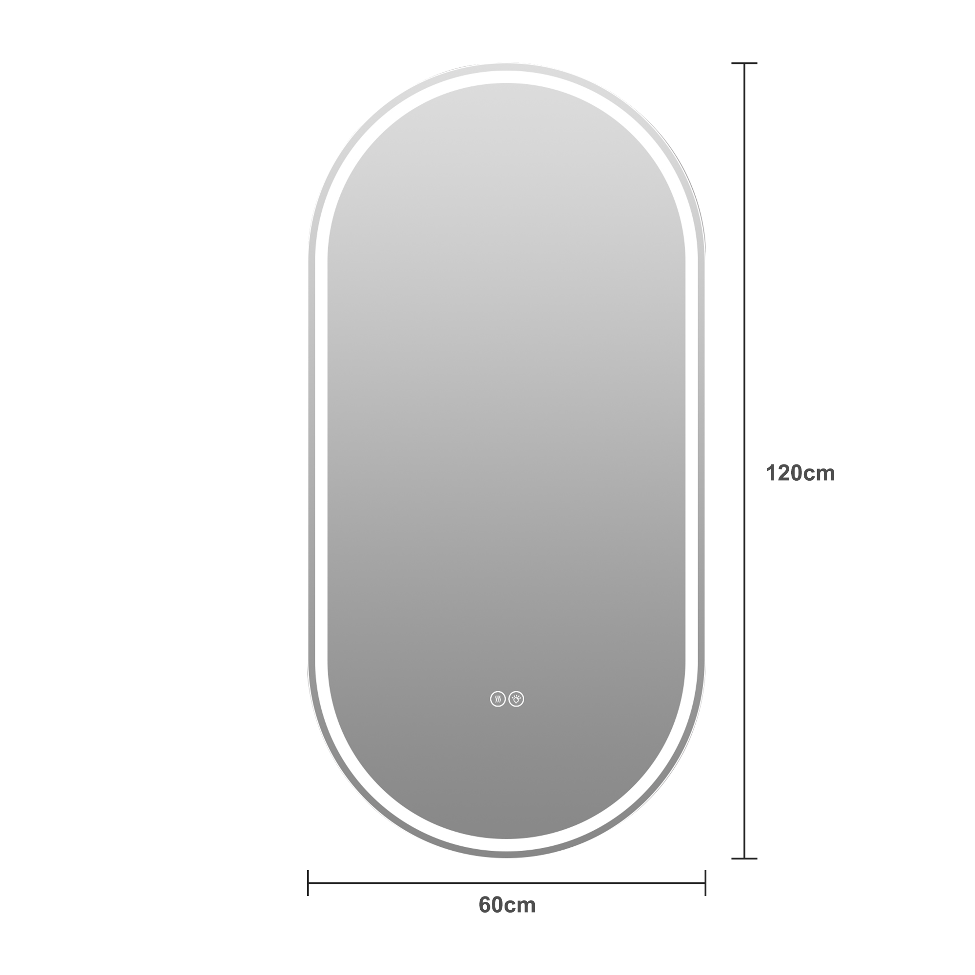 Ledimex - Specchio da bagno Led Quadrato - di Misura 120x80 cm - Illuminato a LED con IRC >80 – Angoli arrotondati - Sensore Antiappannante – Sensore on /Off triled – Modello Copenaghen