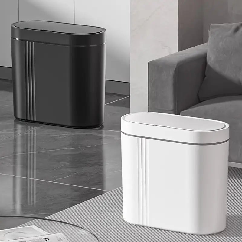 Poubelle murale intelligente avec couvercle à induction infrarouge, réponse rapide du capteur, fonctionnement à piles, blanche - 7