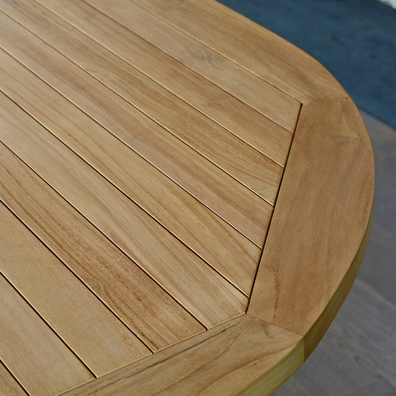 Table de jardin extensible ovale en Teck Marron 14 places - 4
