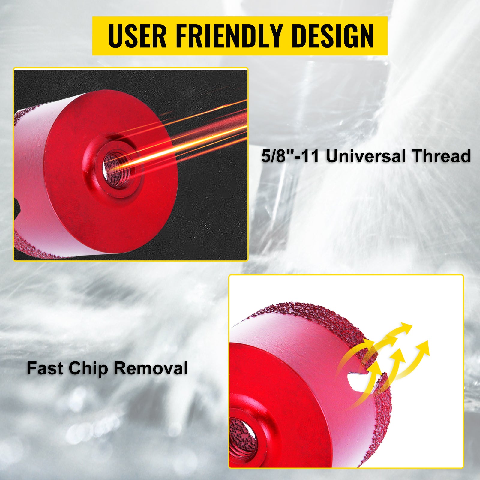 8Pcs Trépan Diamant Scie Cloche Foret Diamanté VEVOR 20/25/32/35/40/50/60/68mm Avec Filetage M14 pour Meuleuse Carrelage Granit Marbre Porcelaine - 4