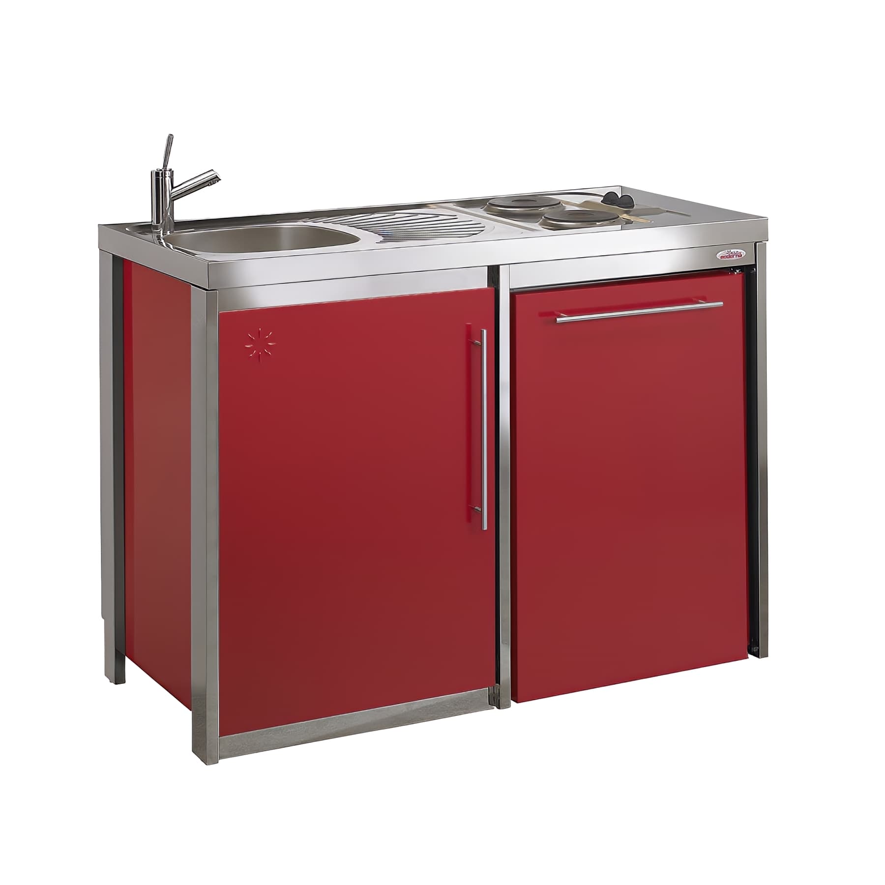 Cuisinette Compl te MODERNA METALLINE 120x60 Hauteur 92cm CARMIN Avec cuisinette-compl-te-moderna-metalline-120x60-hauteur-92cm-carmin-avec