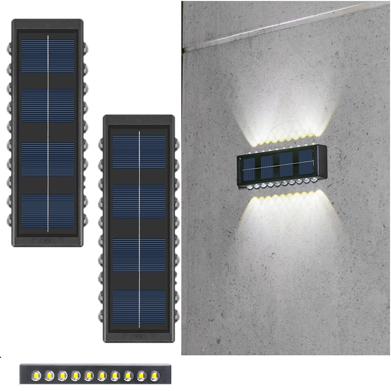 Lampa solarna ścienna 20LED, zewnętrzna lampa solarna do garażu, wodoodporna IP65, na taras, schody, patio, balustradę (światło białe - Zestaw 2 szt.)
