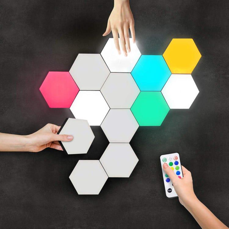 LED Mural avec Télécommande, Intelligent Lumières Hexagonales Contrôle Tactile RGB Lampe Gaming Veilleuses DIY ,Paquet de 6 - 2