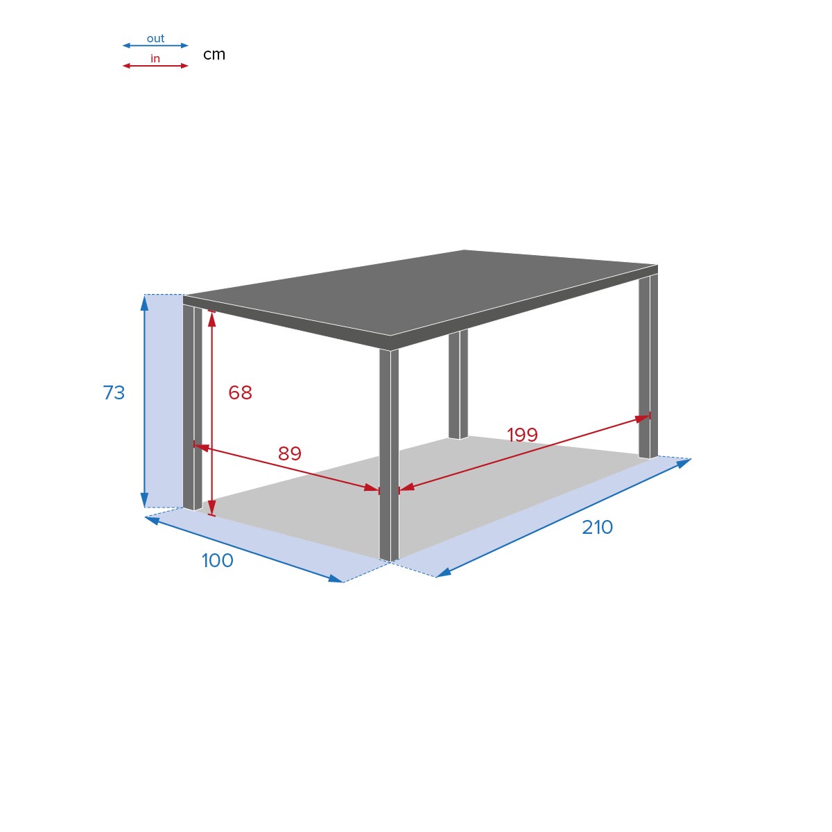 Hespéride - Tavolo da giardino rettangolare 8 posti 