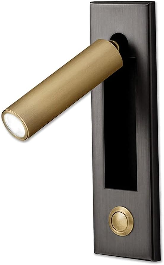 Lampka nocna LED - Ciepłe światło 3W - Wpuszczana i regulowana lampa ścienna - Regulowany reflektor z włącznikiem przyciskowym - do sypialni