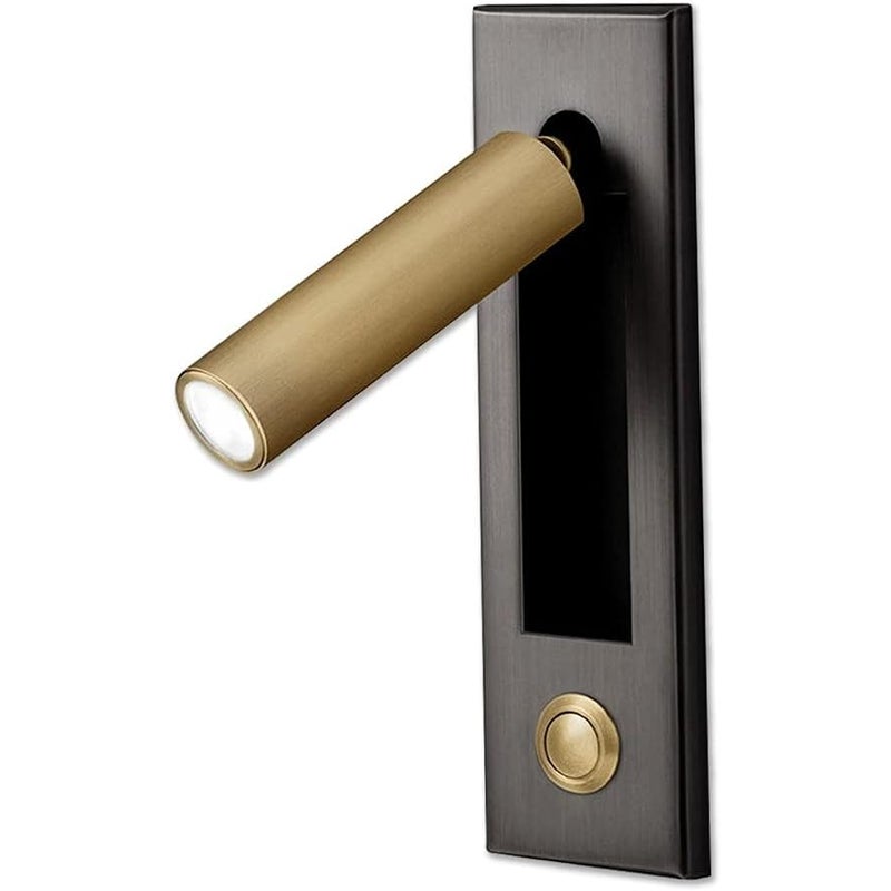 Lampka nocna LED - Ciepłe światło 3W - Wpuszczana i regulowana lampa ścienna - Regulowany reflektor z włącznikiem przyciskowym - do sypialni