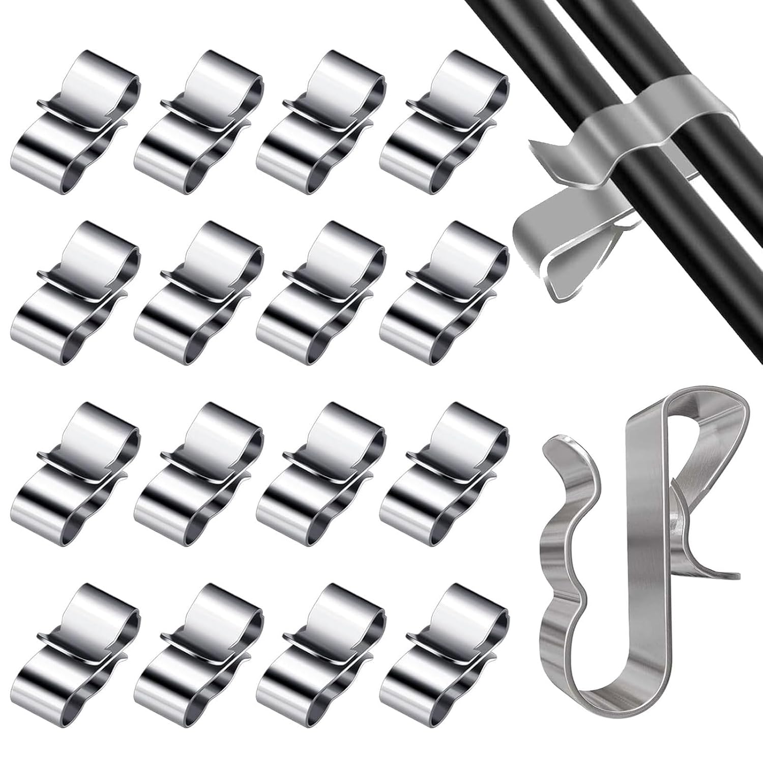 50 szt. klipsów mocujących kable elektryczne, metalowe klipsy do ram kabli przyczep, zacisk ze stali nierdzewnej, system zarządzania kablami