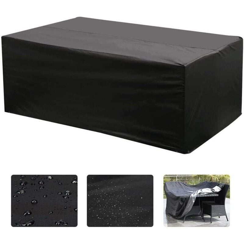Pokrowiec Oxford na prostokątny stół ogrodowy, ochrona przed promieniowaniem UV (Czarny) - 150×130×90CM