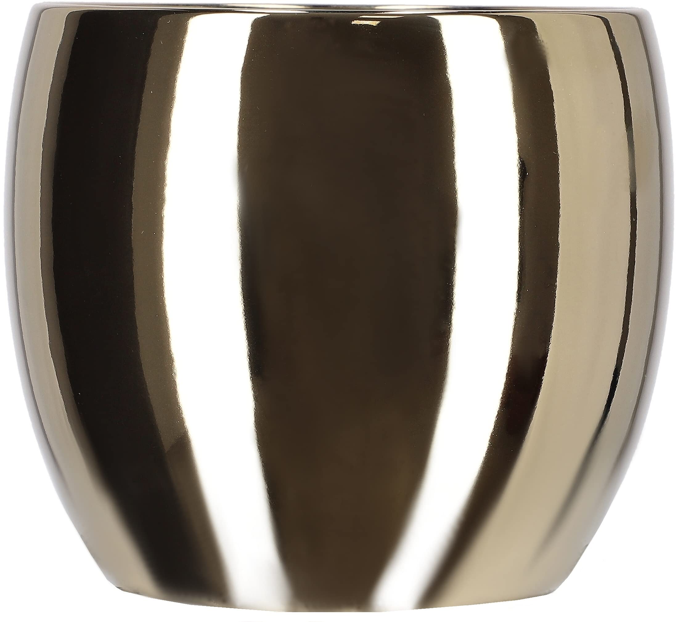 Zestaw 2x donica doniczka osłonka 12,5 cm złota ceramika szkliwiona glamour - KOTARBAU - 6