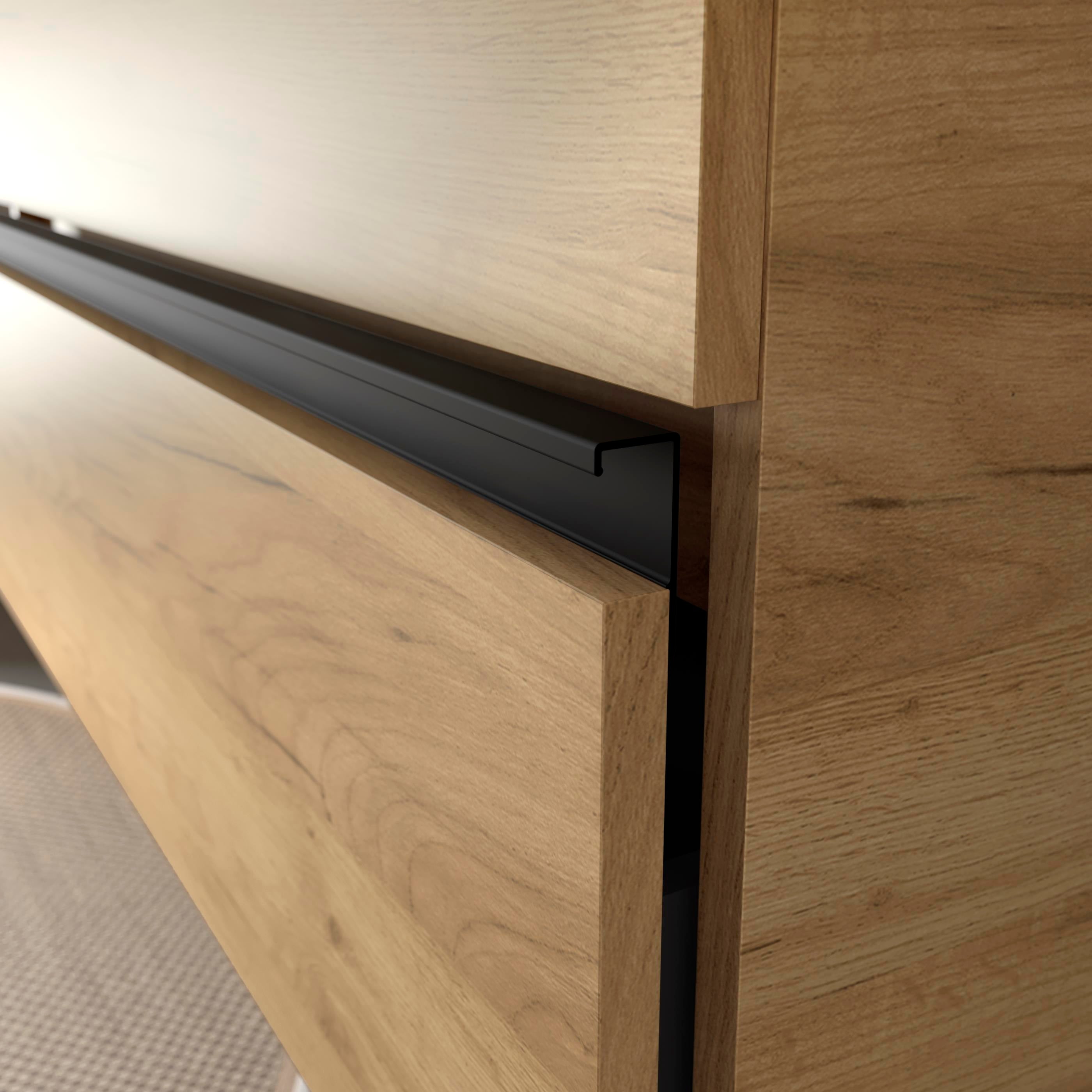 Meuble de salle de bain BEQUIA METAL 100cm Chêne | Avec plan toilette (vasque non incluse) - 3