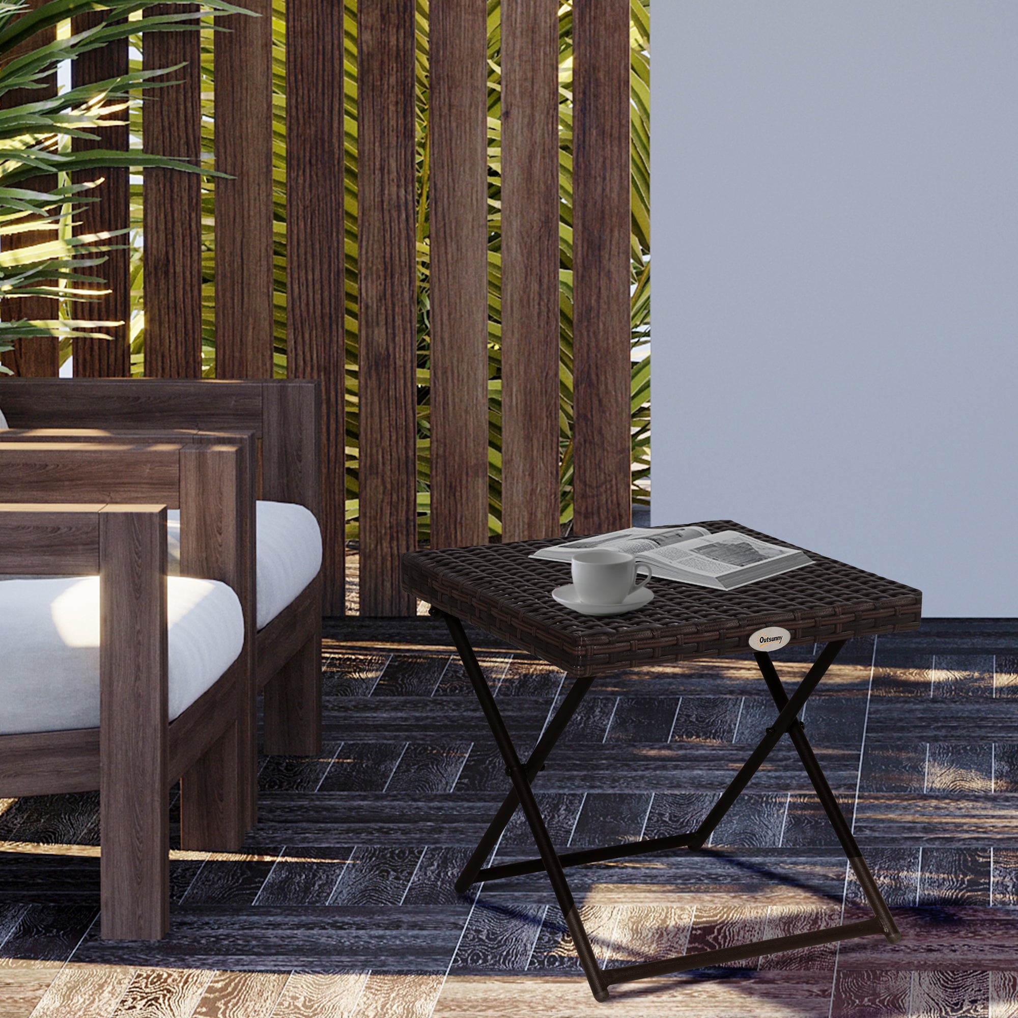 Table basse de jardin carré en Résine Marron - 2