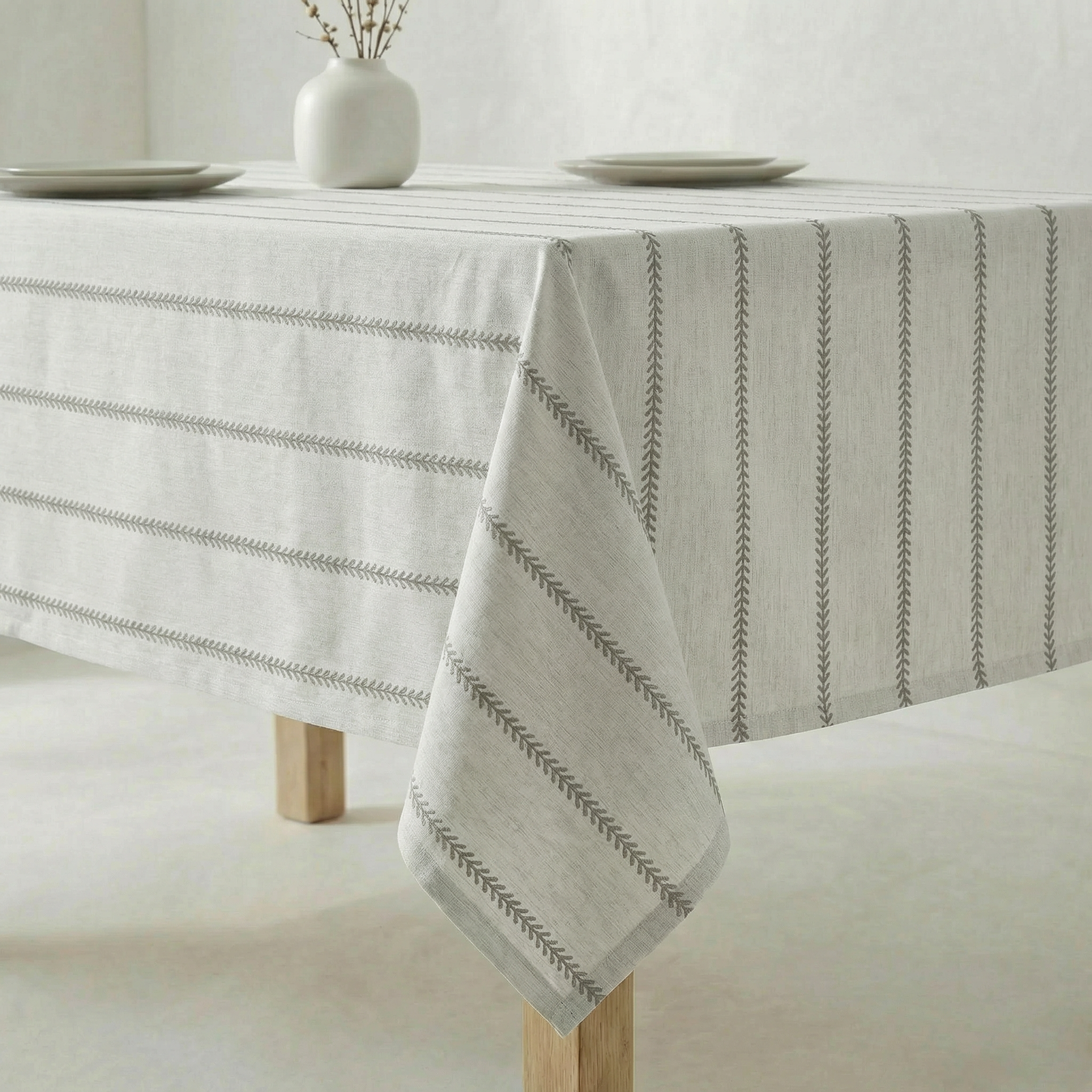 Mantel impermeable tacto tela Ian Beige y marrón - 240x140 cm - 3