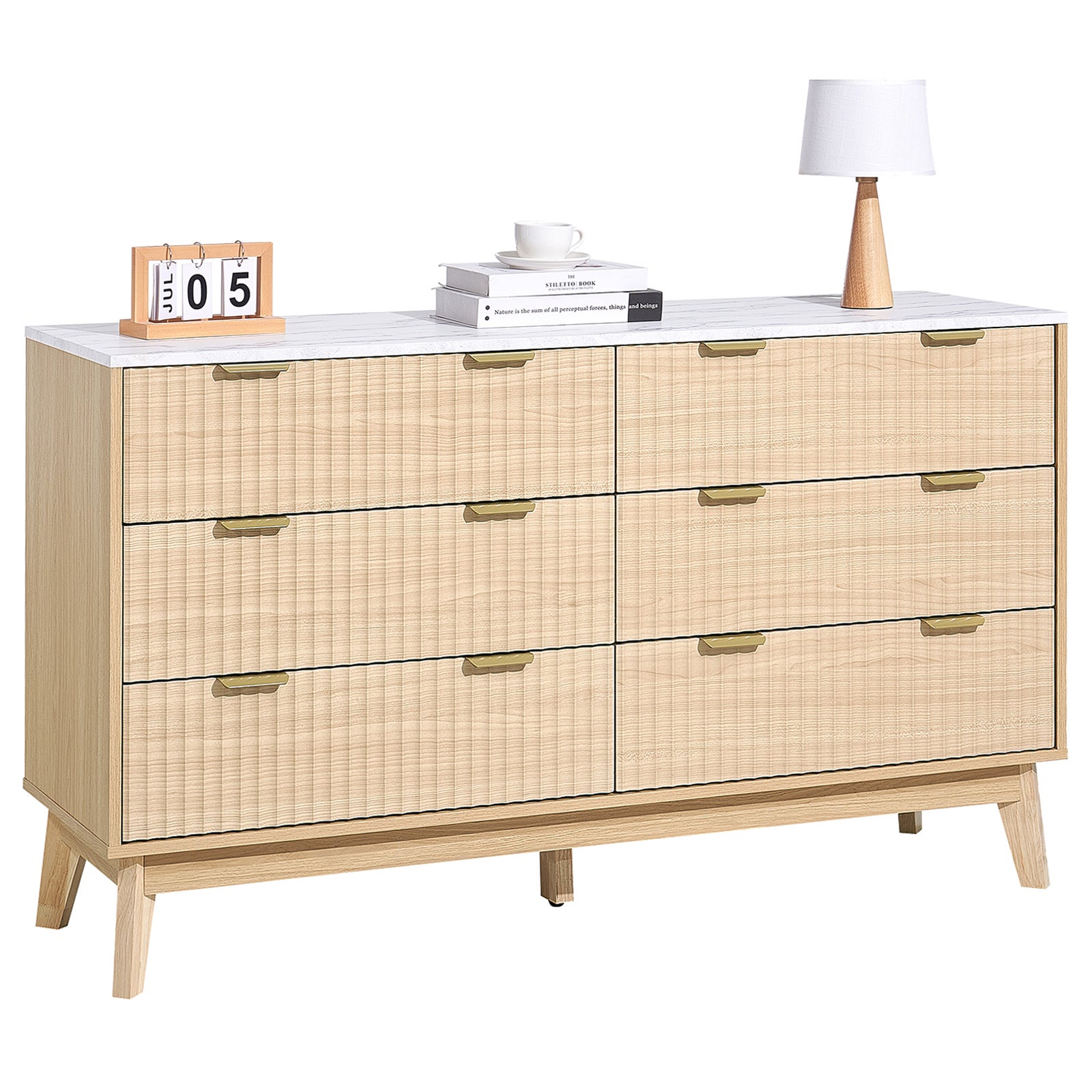 Komoda z 6 żłobionymi szufladami Szafka szufladowa 399x1372x813mm VEVOR