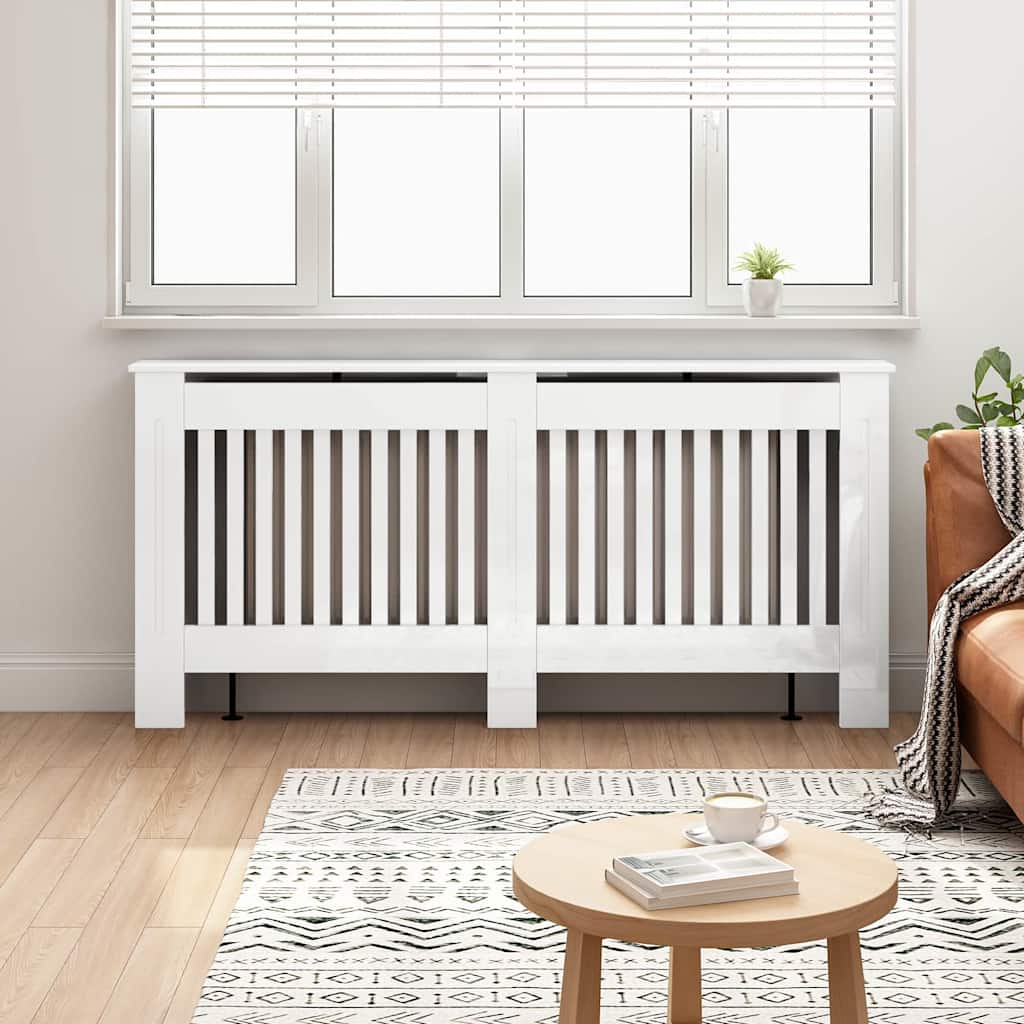 Copriradiatore In MDF VidaXL: 172 X 19 X 81 Cm, Design Moderno A Griglia, Colore Nero, Pratico E Stiloso