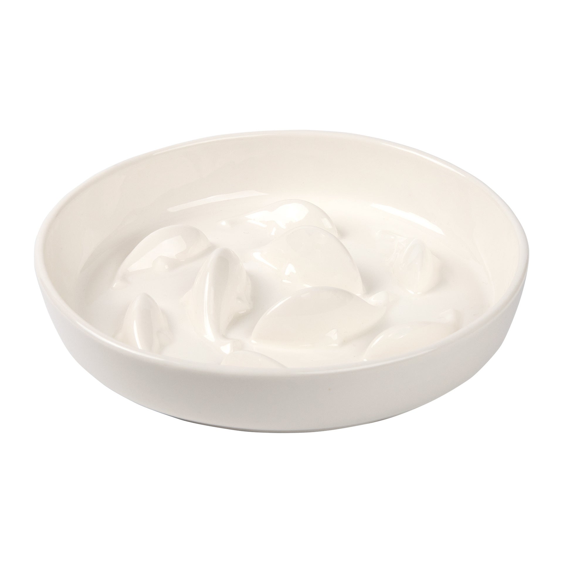 Miska dla kota - Miska zapobiegająca przełykaniu - Ceramiczna -1 sztuka - Biały