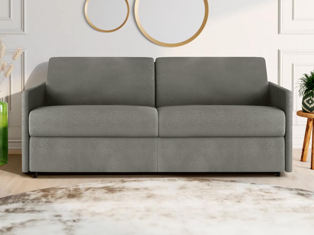 Canapé 4 places convertible express en tissu gris clair - Couchage 160
