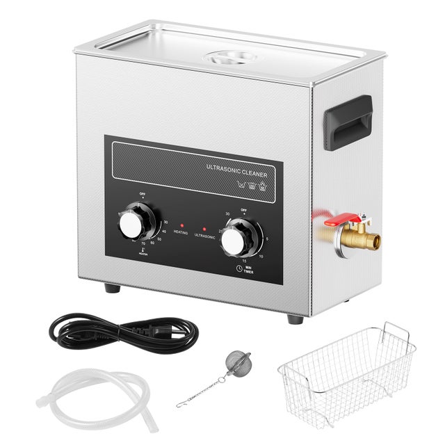 Nettoyeur à ultrasons 6L,SucceBuy à cavitation sonique 180 W avec chauffage et minuterie,machine de nettoyage numérique pour instruments de montre