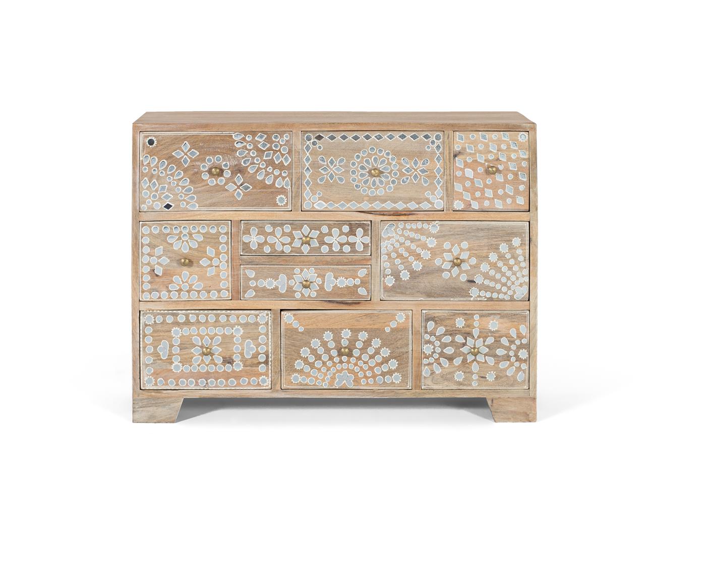 Commode à dix tirairs en bois de manguier
