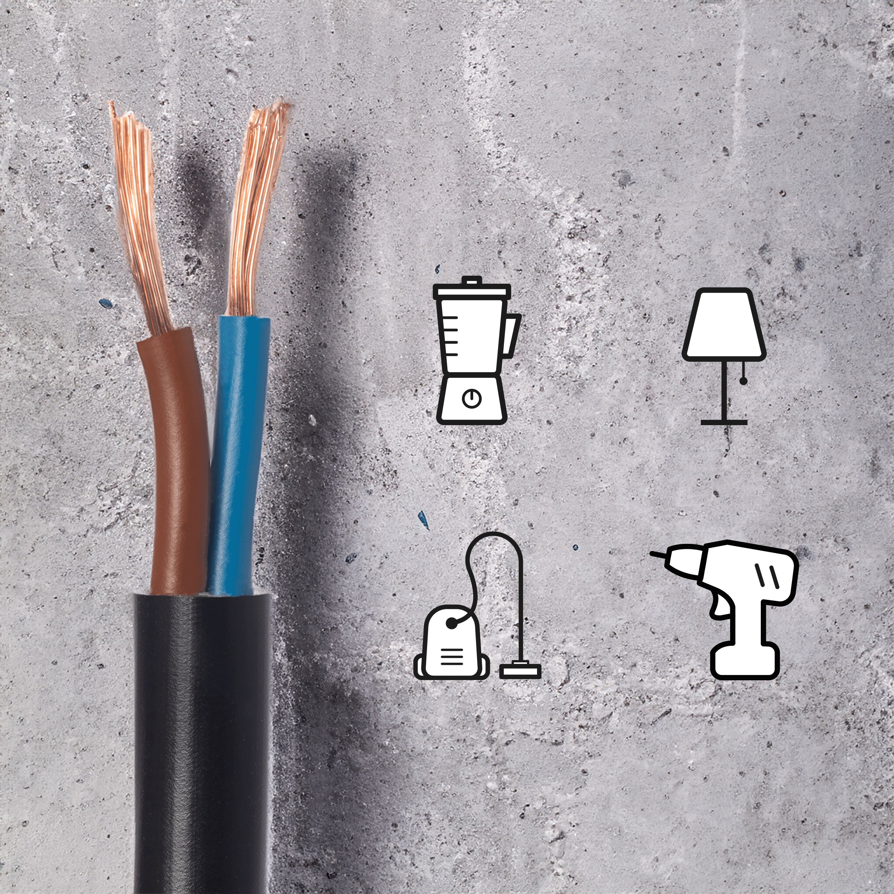 Cable eléctrico flexible H05VV-F 2 x 1,5 mm² L 15 m LEXMAN negro en rollo - 3