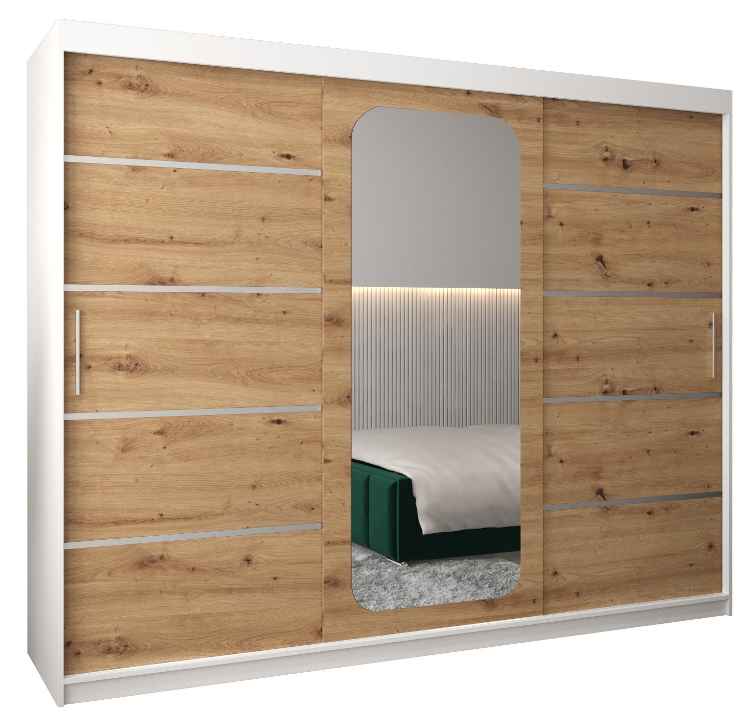 Szafa przesuwna garderoba PROMO V2 250 x 62 x 200 cm Biały + Artisan - Abiks Meble