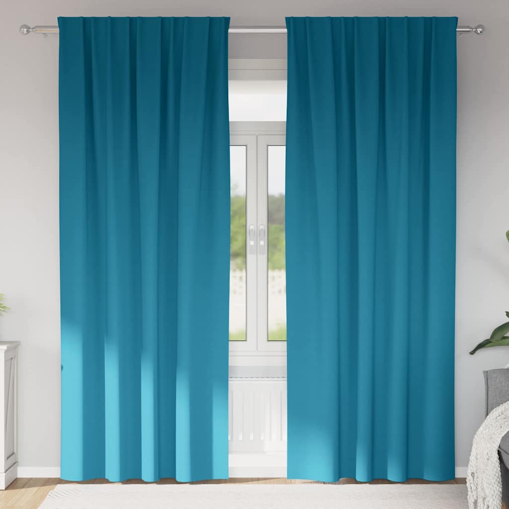 Firany blackout z kółkami 2 pcs Turkusowy 260 x 140 cm vidaXL