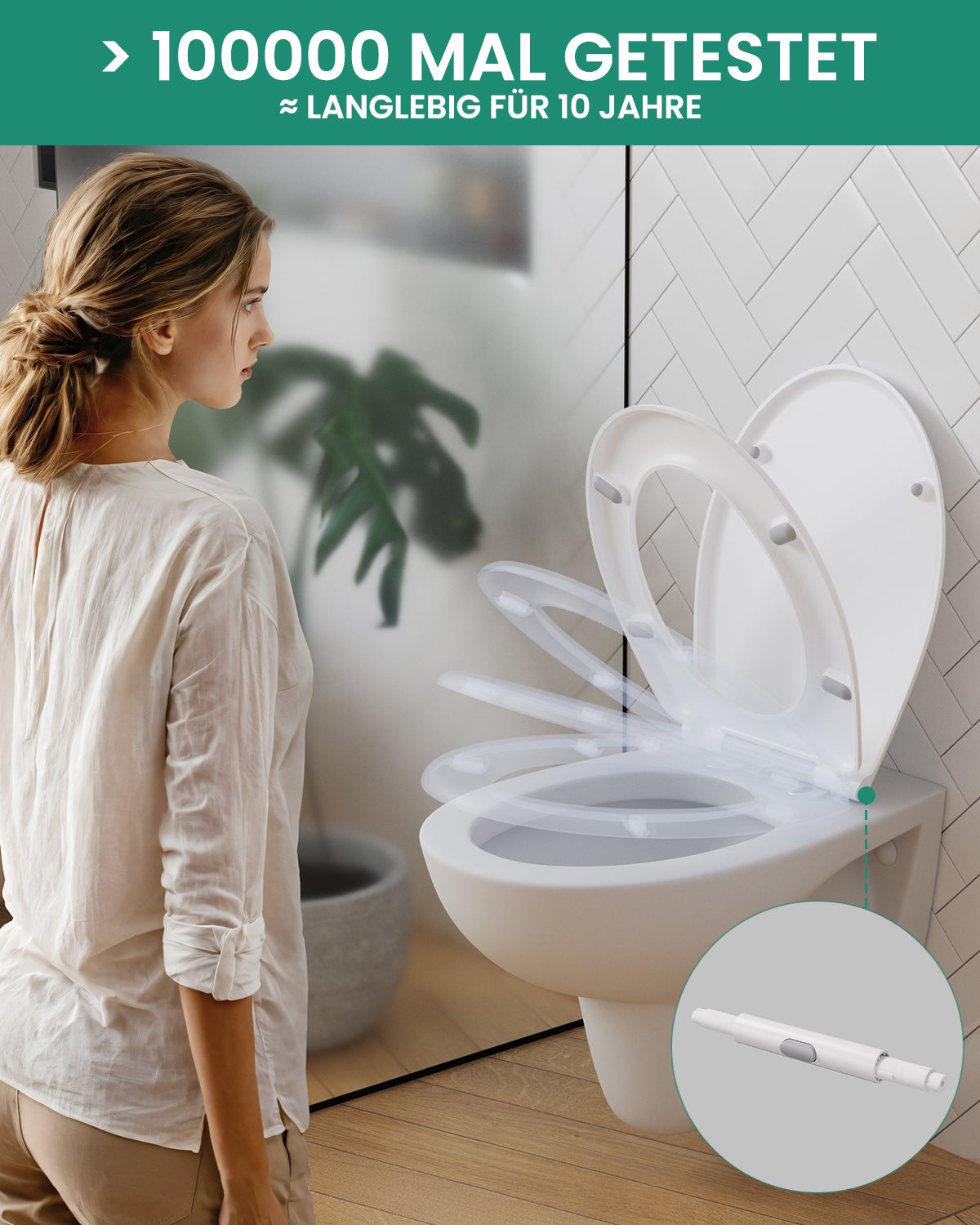 Sedile WC Cecipa max con freno anticaduta, sedile WC a forma di O, coperchio WC bianco per bagno - 7