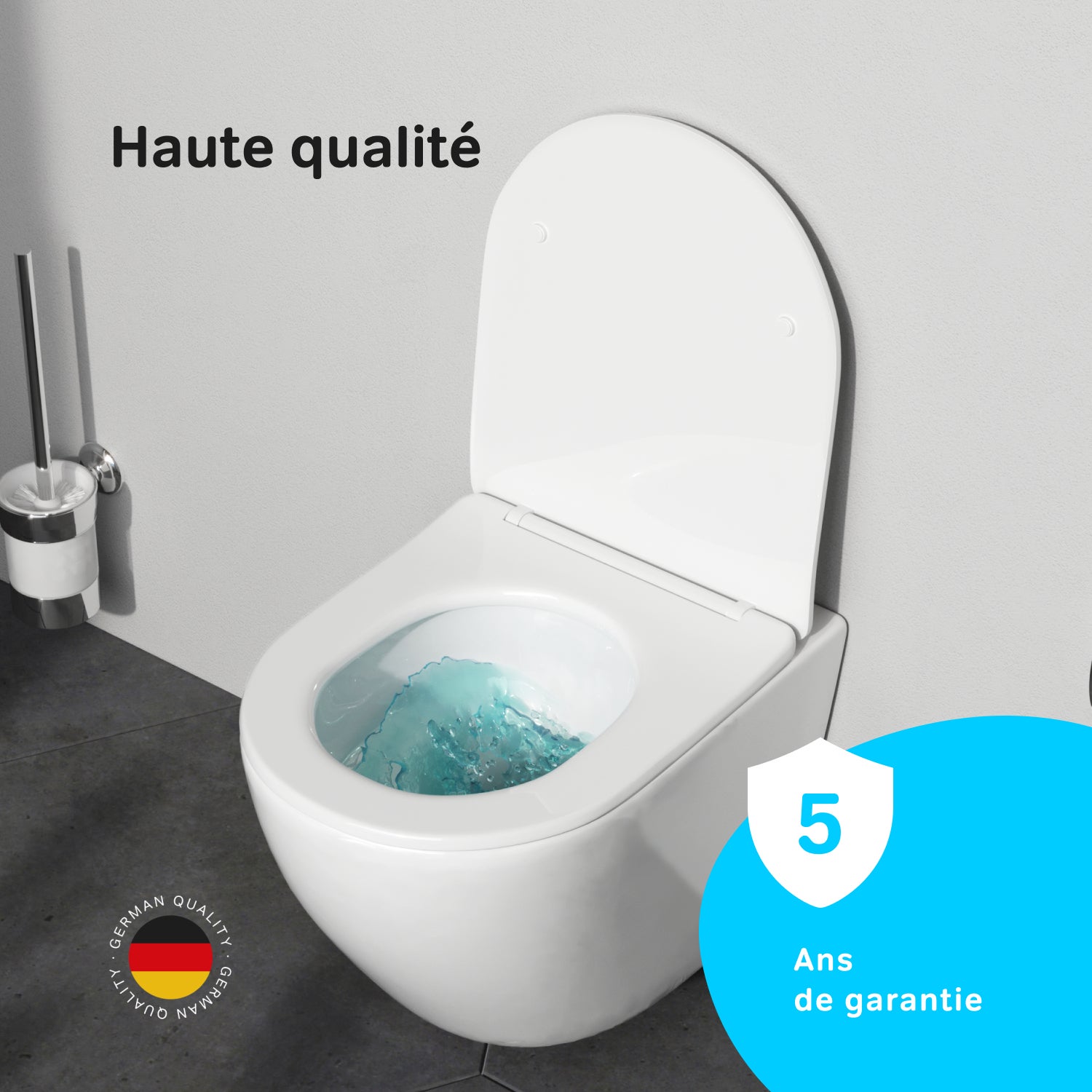 Pack WC suspendu bâti mural et cuvette Plaque Carrée Blanche ,&nbsp;Pack WC Bati-support AM.PM Like - 6