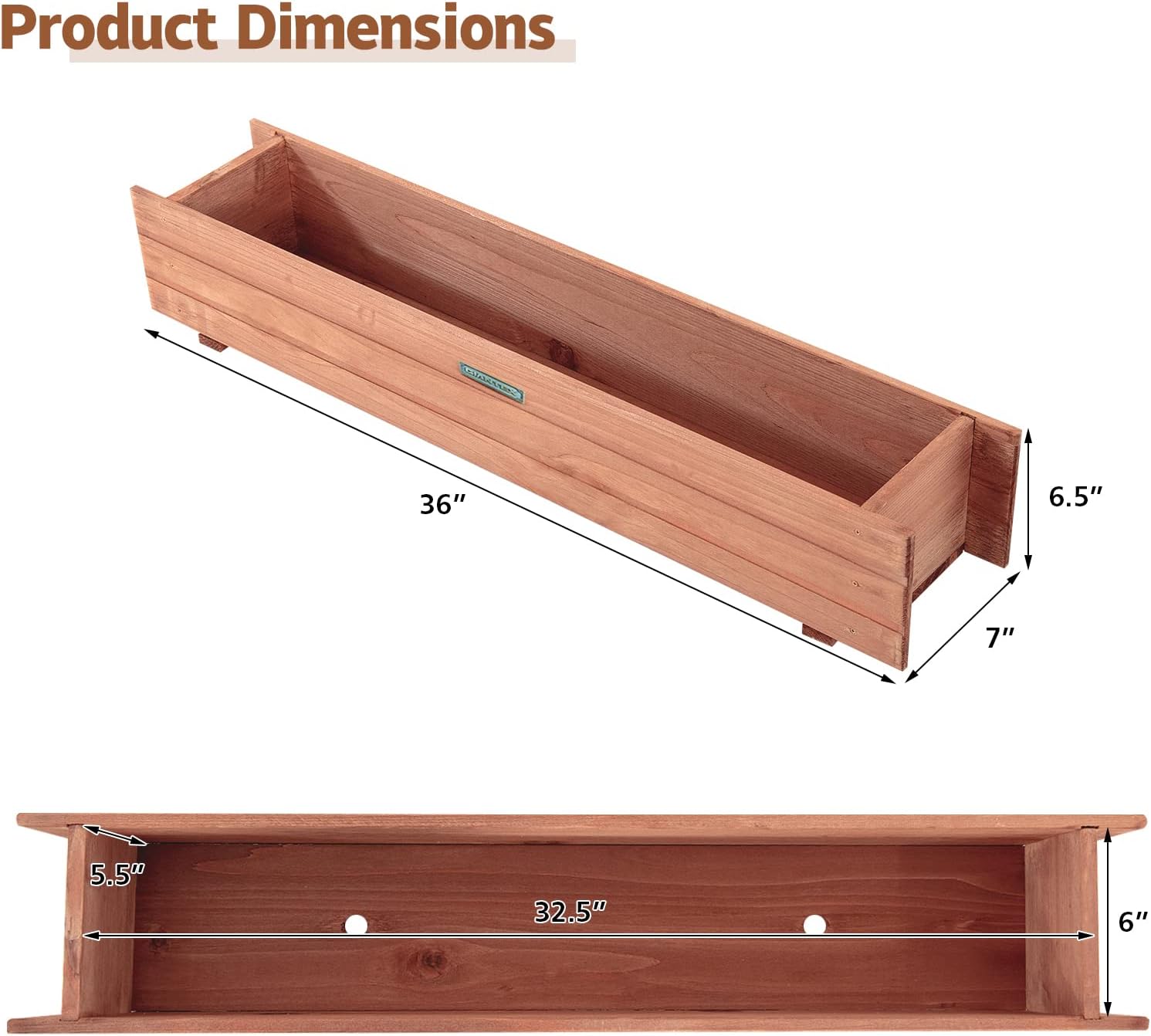 Jardinière Surélevée en Bois avec Construction Solide pour Légumes,Fleurs, Bac à Fleurs pour Terrasse/Jardin, 90X18X15 CM - 8