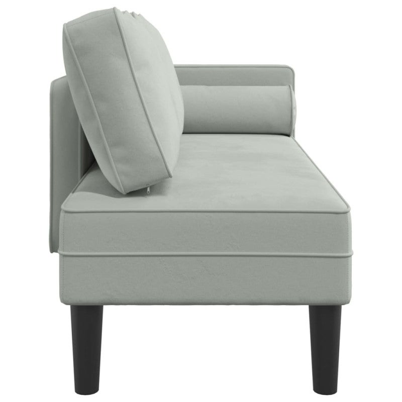 Chaise Longue con Cuscini Grigio Chiaro in Velluto vidaXL - 4