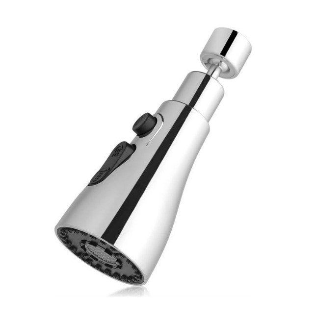 Bateria zlewozmywakowa z główką prysznicową, dyszą 360° z 3 trybami pracy i perlatorem, bateria zlewozmywakowa, uniwersalny adapter (chrom)
