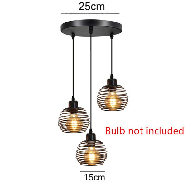 Lustre Suspendu Style Ferme Rustique - Cage Bois Et Fer Avec Suspension Réglable - Ampoule E27 Non Incluse