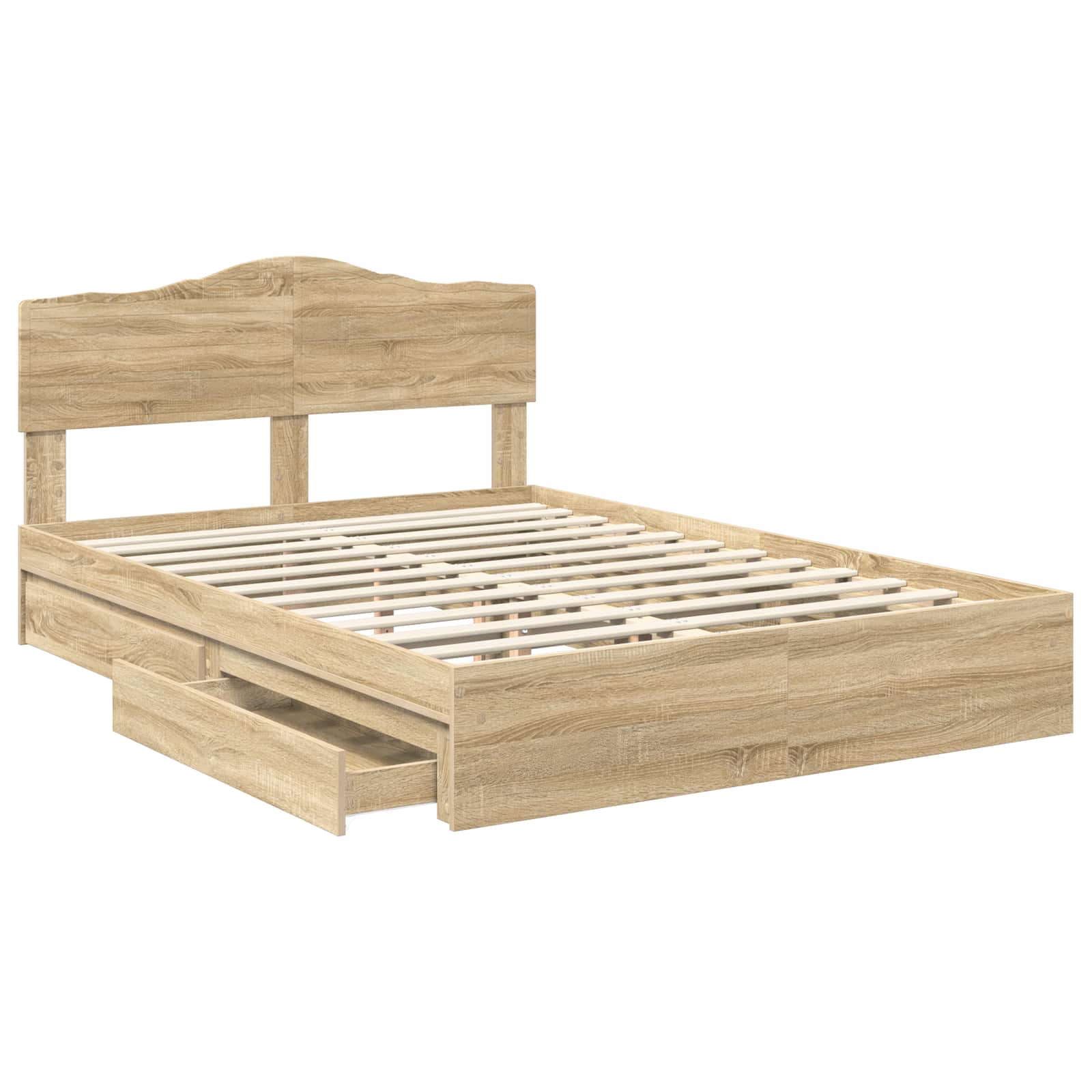 Lit de rangement chêne 140 x 200 cm panneau de bois - 5