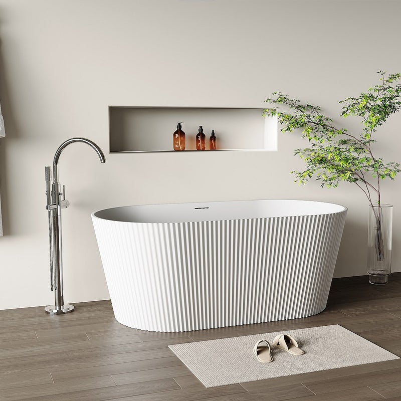 Wanna wolnostojąca ryflowana - 255 l - 149 x 73 x 58 cm - Biały mat - Akryl - COBIANA