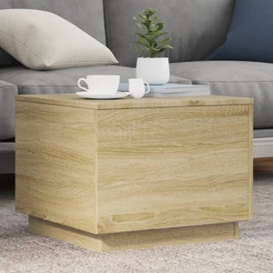 Tavolino Da Salotto VidaXL Con Luci LED — 50x50x40 Cm, Rovere Sonoma, Gambe Metallo, Peso Max 60 Kg