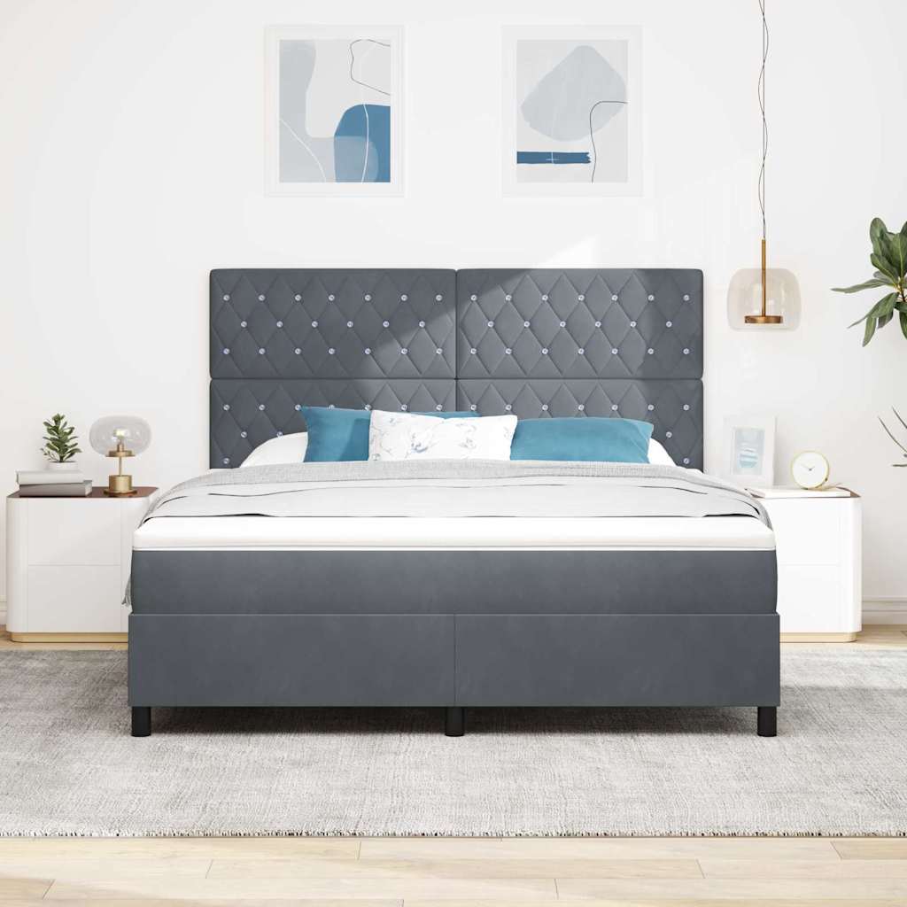 Cama tipo Box Spring Gris oscuro 180 x 200 cm Terciopelo | Leroy Merlin