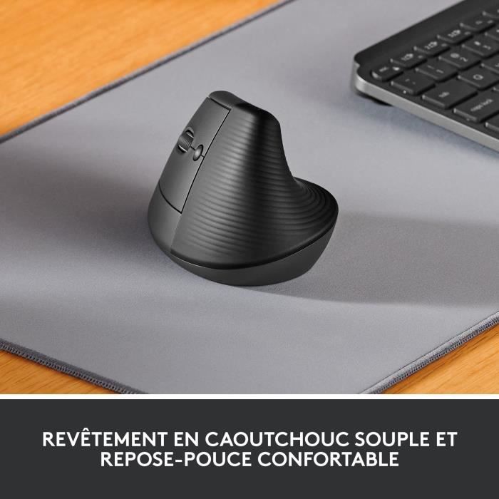 Souris Logitech Lift Left Ergonomique Verticale, Sans Fil, Silencieuse - Graphite - 2