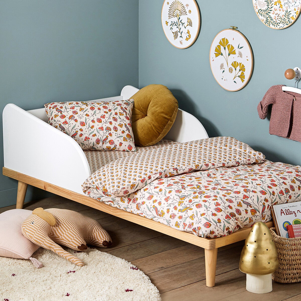 Drap-housse bébé en coton bonnet 17 cm, Bertille Imprimé rose