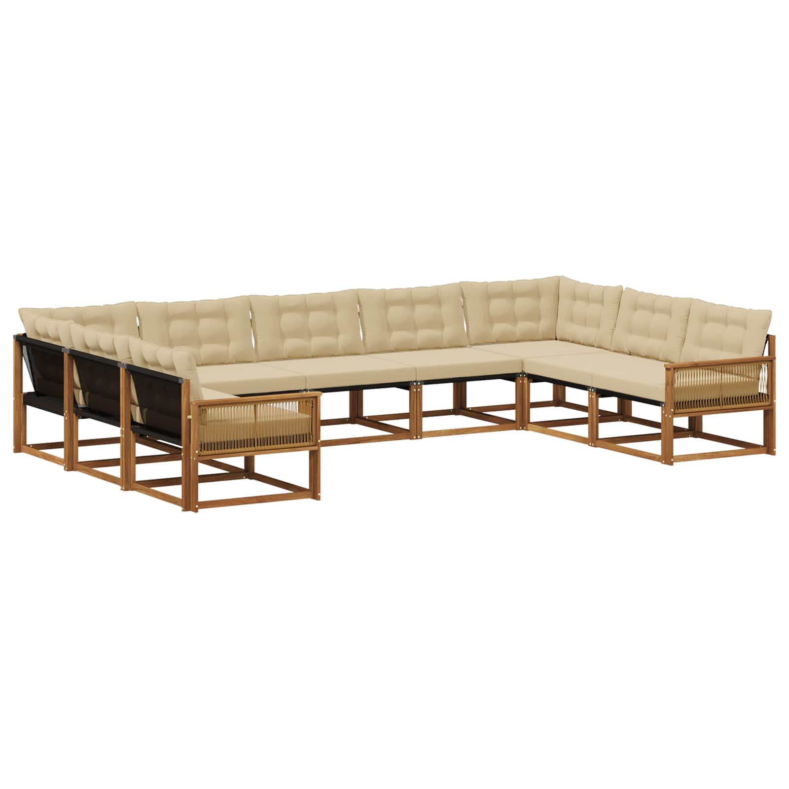 Ensemble de canapés d'extérieur 9 pièces naturel et beige - 2