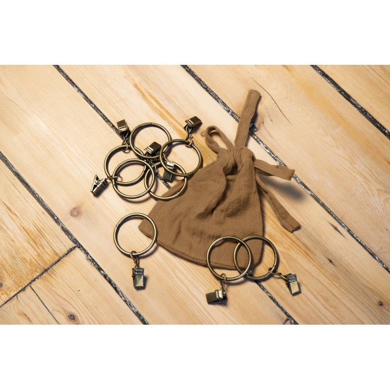 Lot de 2 rideaux 140 x 300 cm réglables double gaze de coton Camel - 5