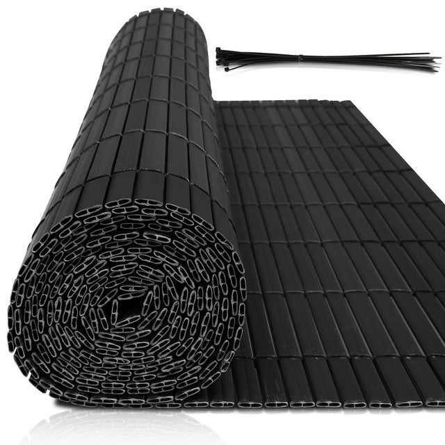 Canisse en PVC gris anthracite double face,90% d'occultation,H.100 cm x L.400 cm