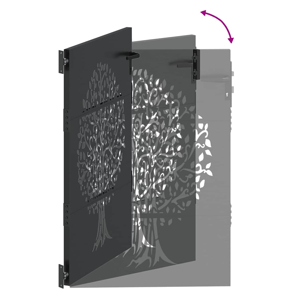 vidaXL Porte de Jardin Noir 85 x 125 cm Acier peint par poudre - 9