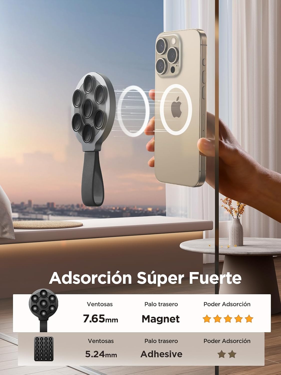 JOYROOM Soporte Magnético Magsafe Con Ventosa Para Coche Y Espejo – Compatible Con IPhone 15/14/13 Y Android Con Anillo