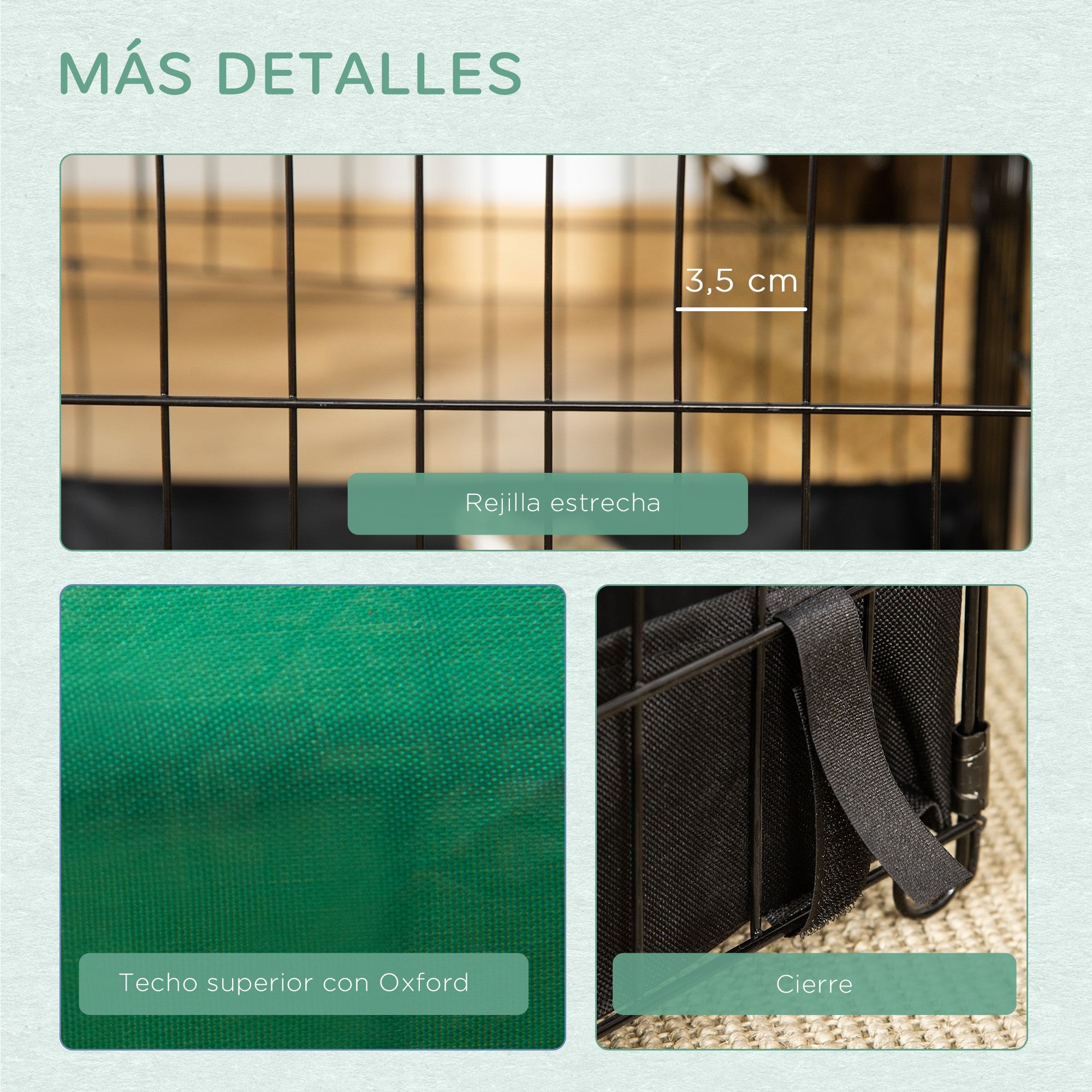 Gaiola para Animais Pequenos PawHut Aço e Tecido Oxford Preto e Verde 90x75x75 cm - 7