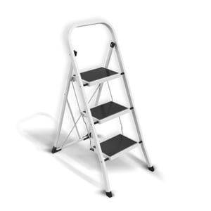 Escabeau 3 Marches pliant & antidérapant Acier Max 150kg (46x71x105cm) MSV