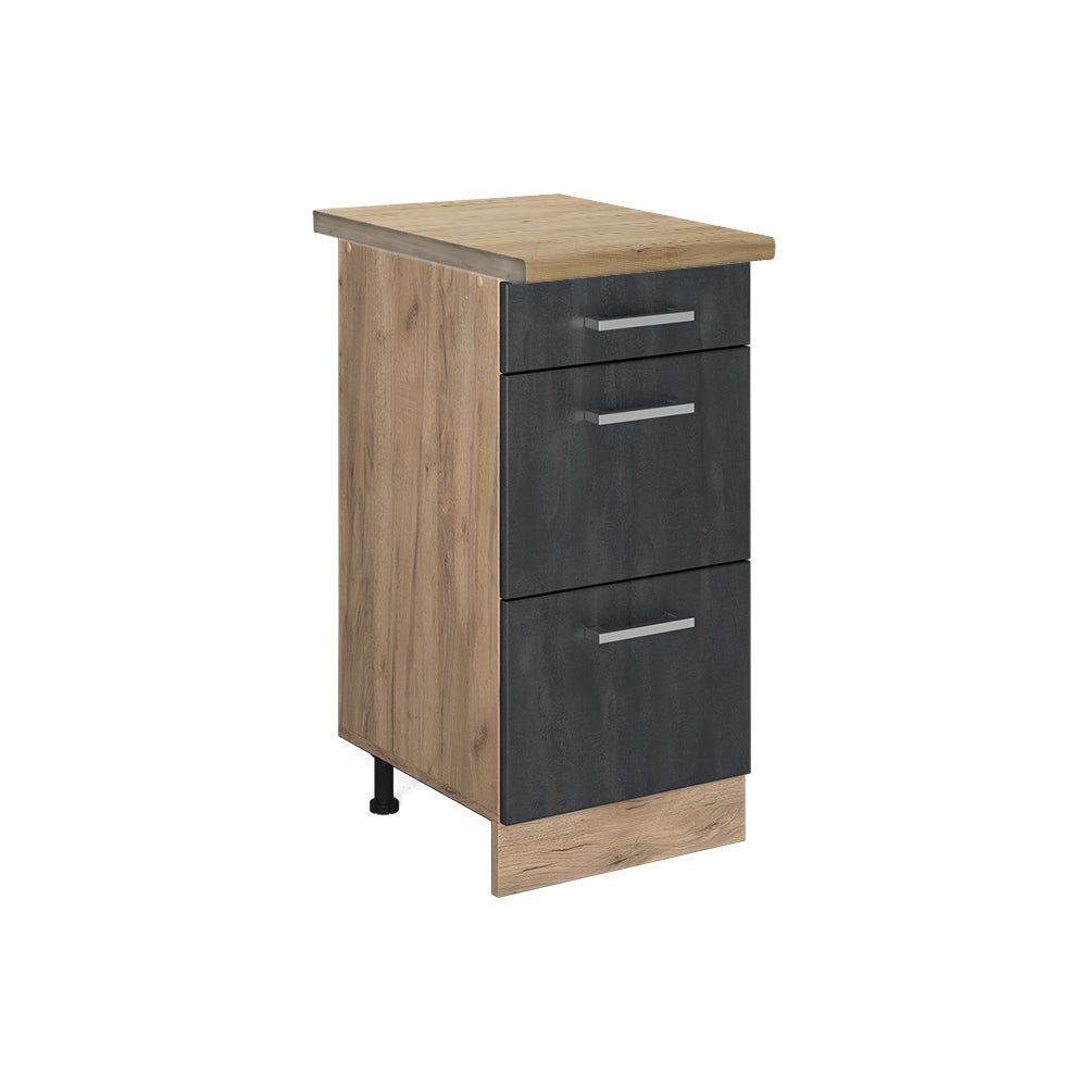 Vicco Szafka dolna do kuchni R-Line, Czarny beton, 40 cm BP Dąb