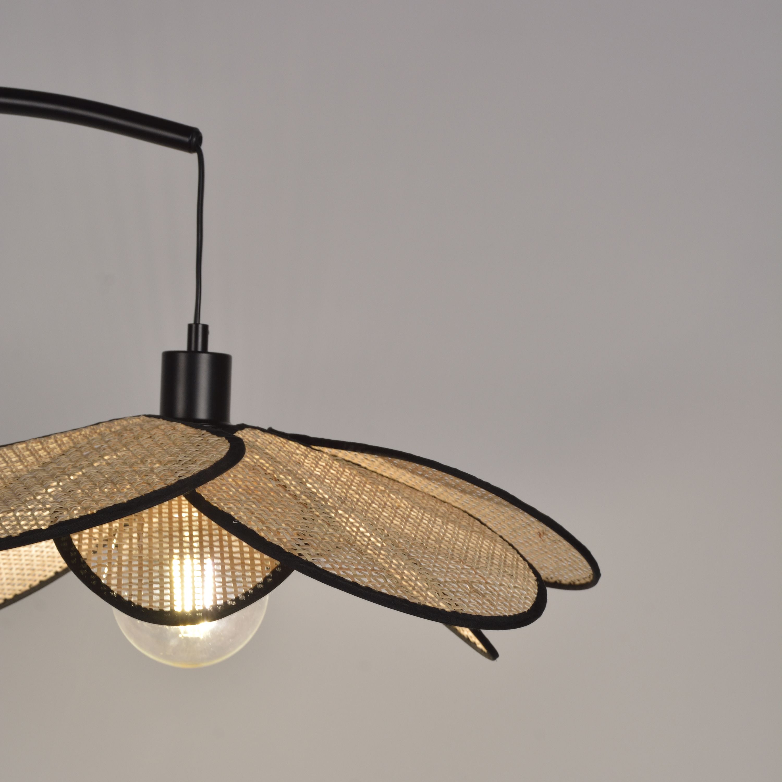 Candeeiro de pé de cana e aço BAMAKO - 1 x E27 - A. 175 cm - INSPIRE - 3