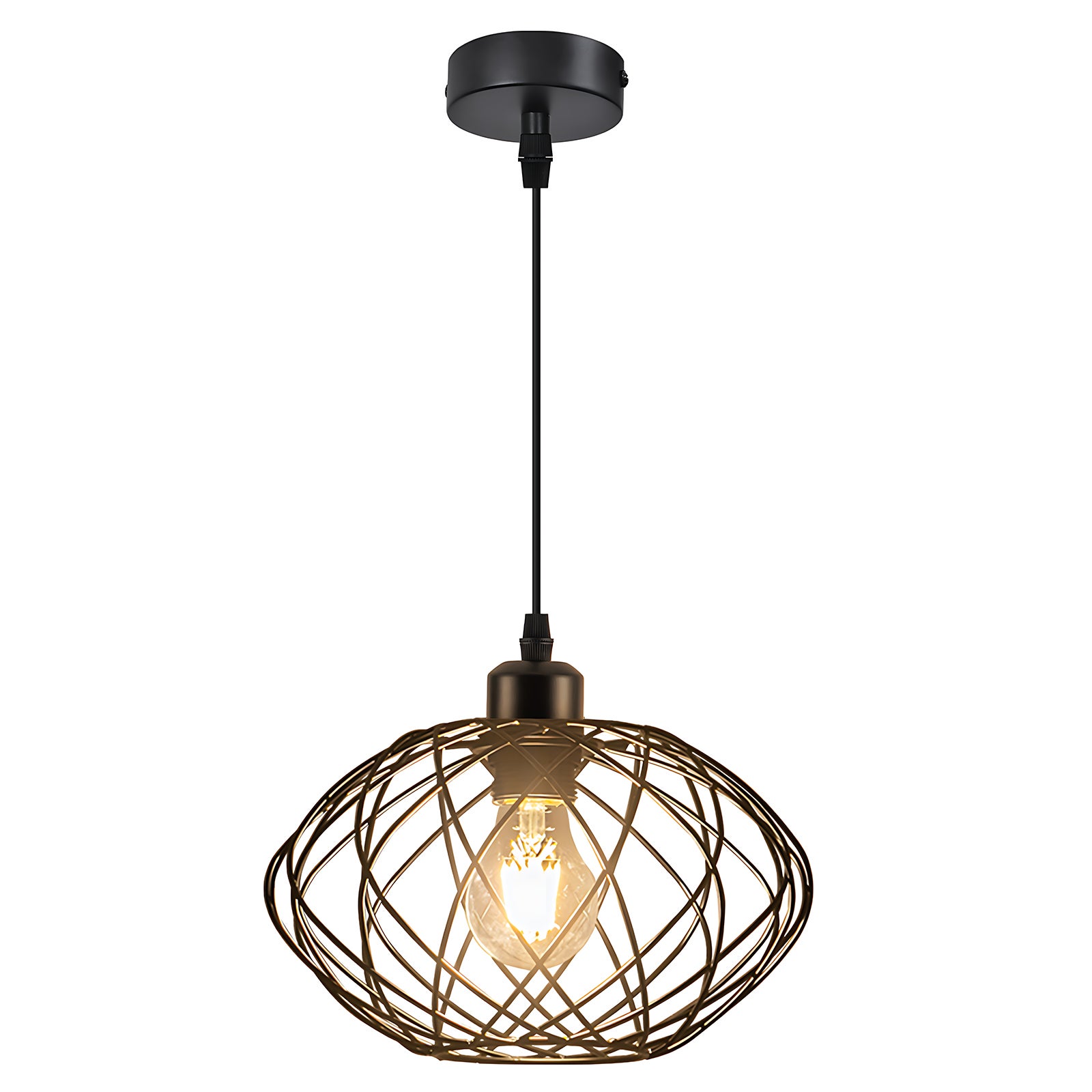 NETTLIFE Lampă cu suspensie Lampă cu suspensie neagră industrială - Lampă cu suspensie Metal Vintage E27 Lampă cu suspensie Retro