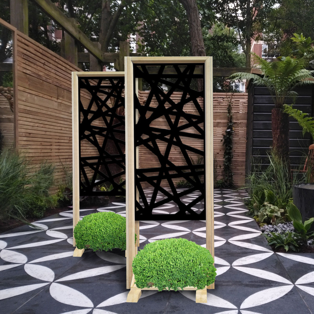 ŚREDNIA PRZEKĄTNA - Wolnostojący modułowy ekran - 70x190 cm - Drewno i PCV, kolor wnętrza czarny