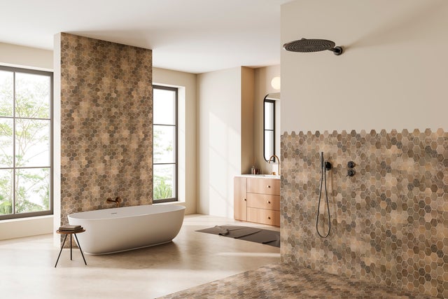 Mosaïque effet ardoise beige DISTRIMAT Pizarra Beige Hexagonal 24,8 x 28,8 cm - carton de 8 plaques (0,571 m²)